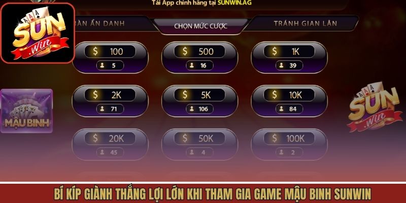Bí kíp giành thắng lợi lớn khi tham gia game mậu binh Sunwin