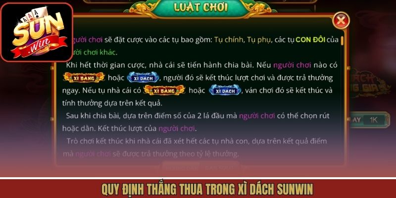Quy định thắng thua trong Xì Dách Sunwin